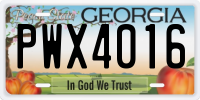 GA license plate PWX4016