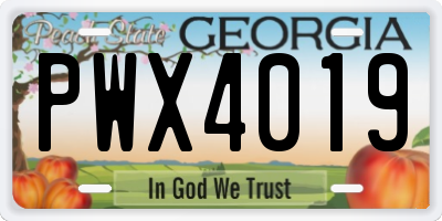 GA license plate PWX4019