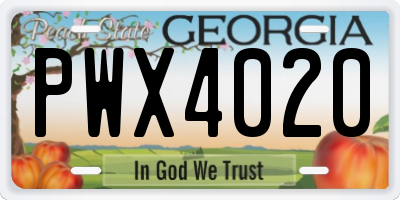 GA license plate PWX4020