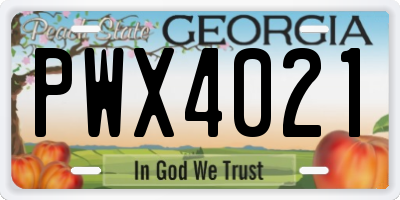GA license plate PWX4021