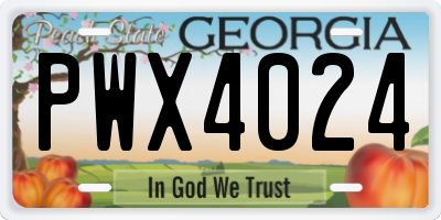 GA license plate PWX4024
