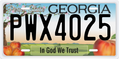 GA license plate PWX4025