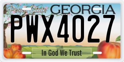 GA license plate PWX4027