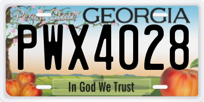 GA license plate PWX4028