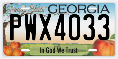 GA license plate PWX4033