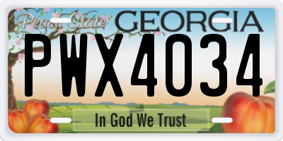 GA license plate PWX4034