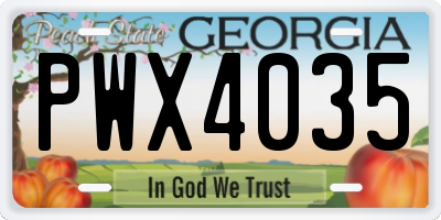 GA license plate PWX4035