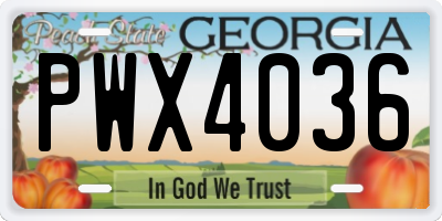 GA license plate PWX4036