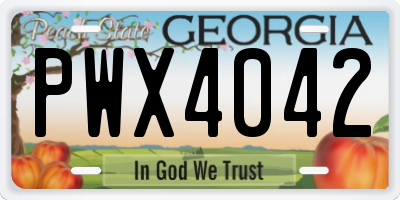 GA license plate PWX4042