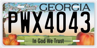 GA license plate PWX4043