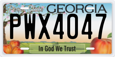 GA license plate PWX4047