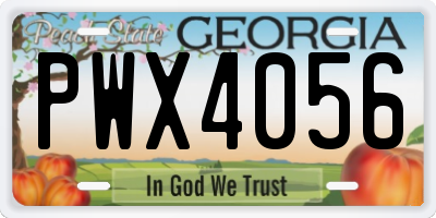 GA license plate PWX4056