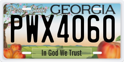 GA license plate PWX4060