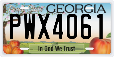 GA license plate PWX4061