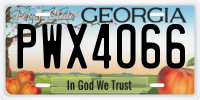 GA license plate PWX4066