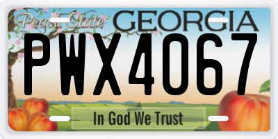 GA license plate PWX4067