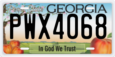GA license plate PWX4068