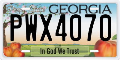 GA license plate PWX4070