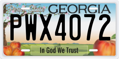 GA license plate PWX4072