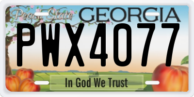 GA license plate PWX4077