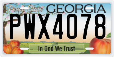 GA license plate PWX4078