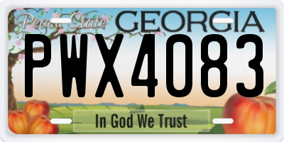 GA license plate PWX4083