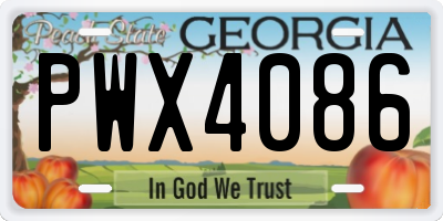 GA license plate PWX4086