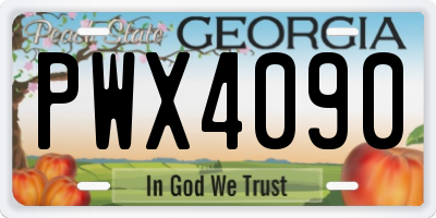 GA license plate PWX4090