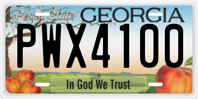GA license plate PWX4100