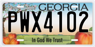 GA license plate PWX4102