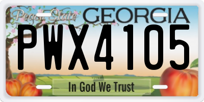GA license plate PWX4105