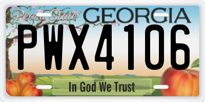 GA license plate PWX4106