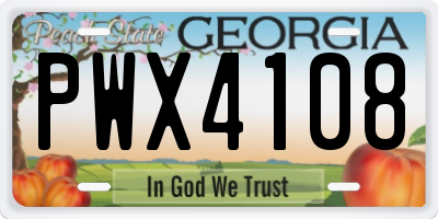 GA license plate PWX4108