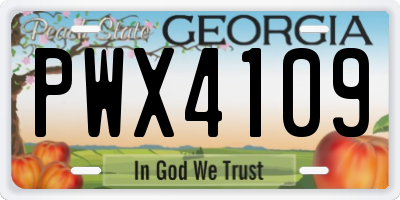 GA license plate PWX4109