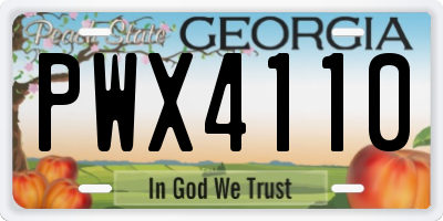 GA license plate PWX4110