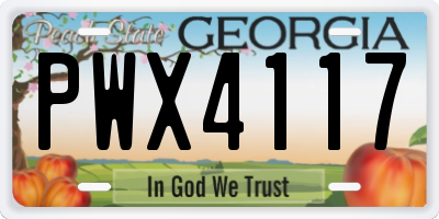 GA license plate PWX4117