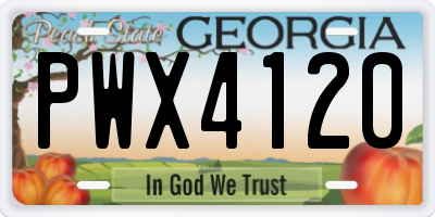 GA license plate PWX4120