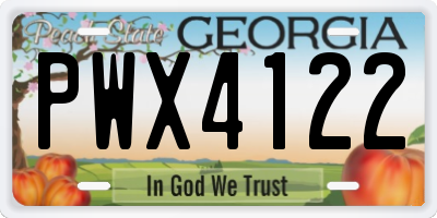 GA license plate PWX4122