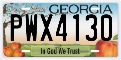GA license plate PWX4130