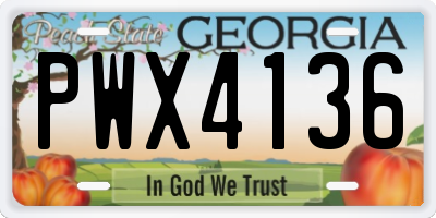 GA license plate PWX4136