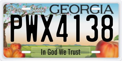 GA license plate PWX4138