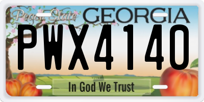 GA license plate PWX4140