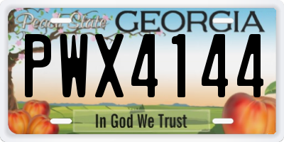 GA license plate PWX4144