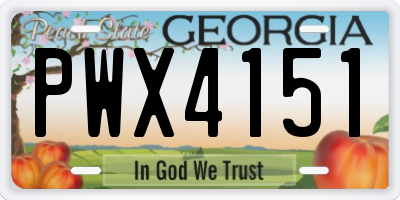GA license plate PWX4151