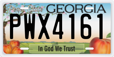 GA license plate PWX4161