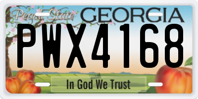 GA license plate PWX4168