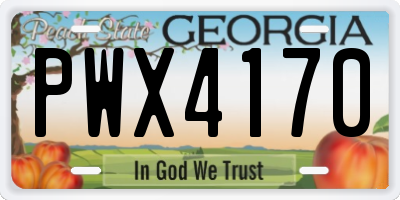 GA license plate PWX4170