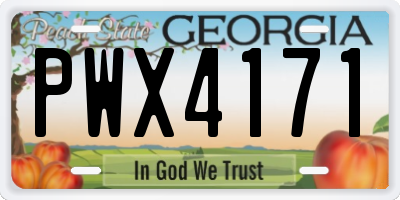 GA license plate PWX4171