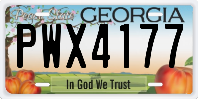 GA license plate PWX4177