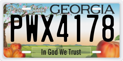 GA license plate PWX4178